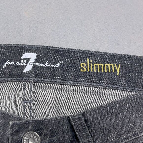 7‎ for all Mankind Jeans Mens 31x28 Slimmy Slim Straight Leg Gray Distressed - Picture 7 of 11
